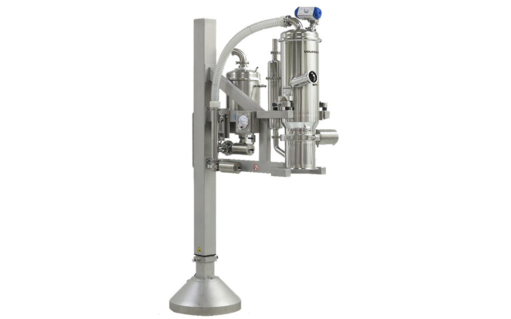 PPC pharmaceutical vacuum conveyor on a hoist column