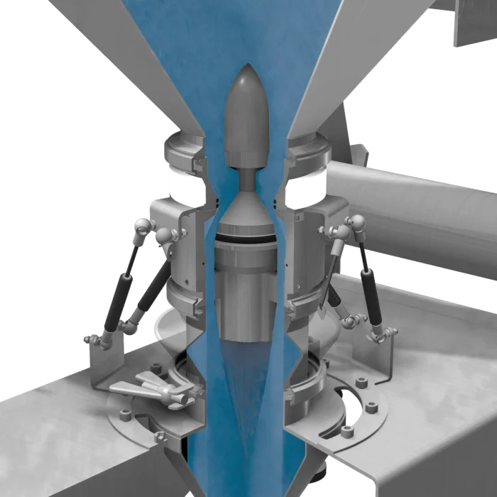 VIAS-Ventil, Kupplungsstücke verbunden und Ventil geöffnet