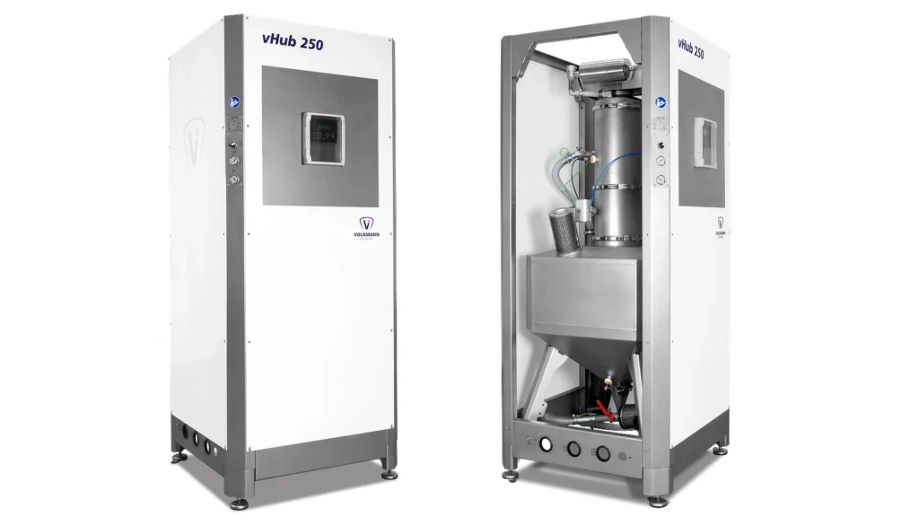 vHub 250 voor het bufferen en opslaan van metaaltrekkers bij additieve productie en 3D-printen